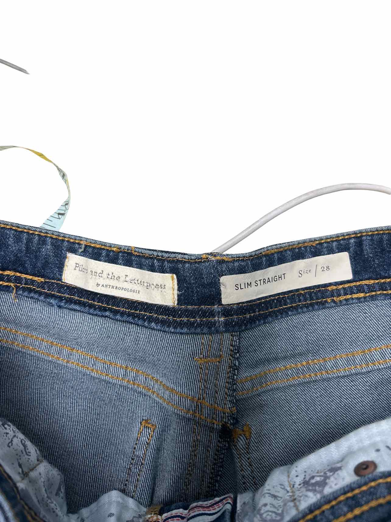 ANTHROPOLOGIE PILCRO & THE LETTERPRESS EMBELLISHED SLIM FIT DENIM SIZE: 28
