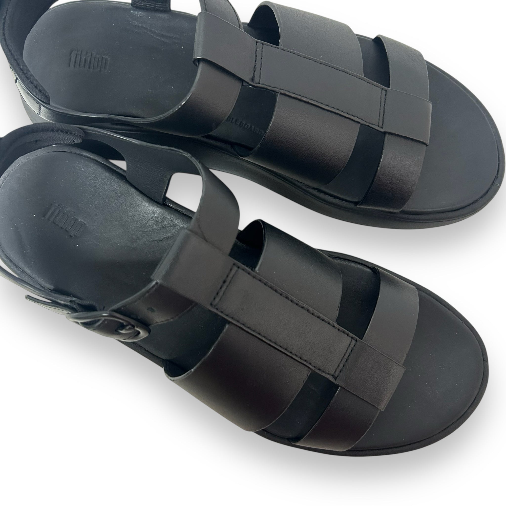 FITFLOP LEATHER FISHERMAN SANDAL F-MODE BLACK SIZE 9