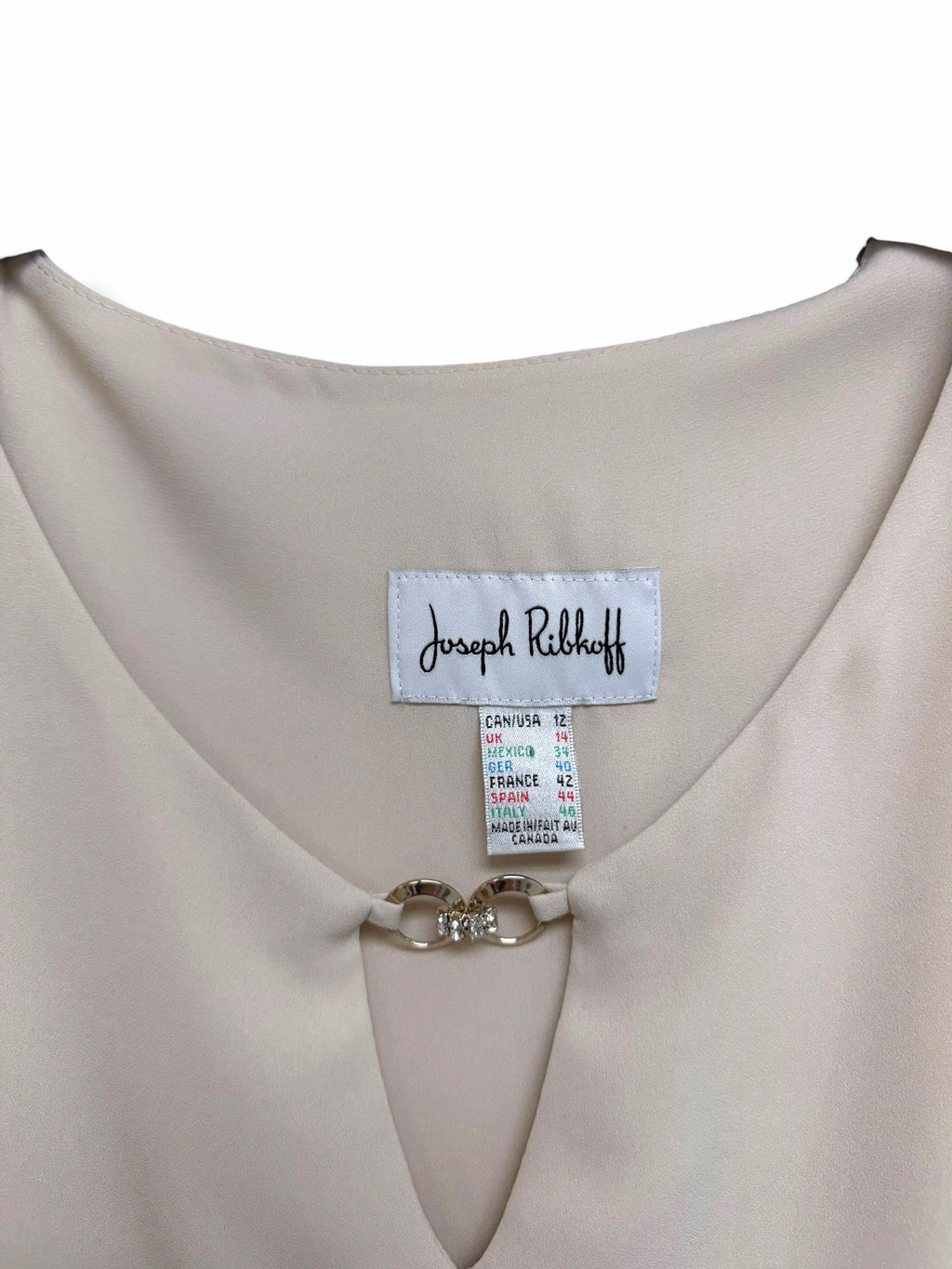 JOSEPH RIBKOFF CREAM CHIFFON JEWEL NECK LAYERED BLOUSE SIZE 12