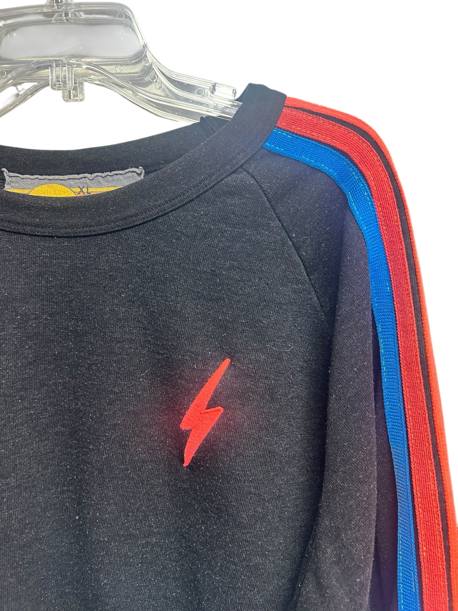 AVIATOR NATION CHARCOAL GRAY BOLT CROPPED SWEATSHIRT SIZE X LARGE