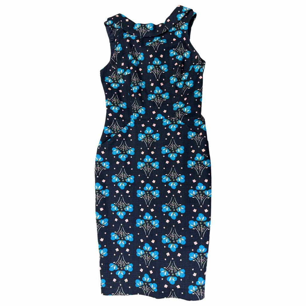 BODEN MARTHA FLORAL PENCIL NAVY DRESS SIZE 2