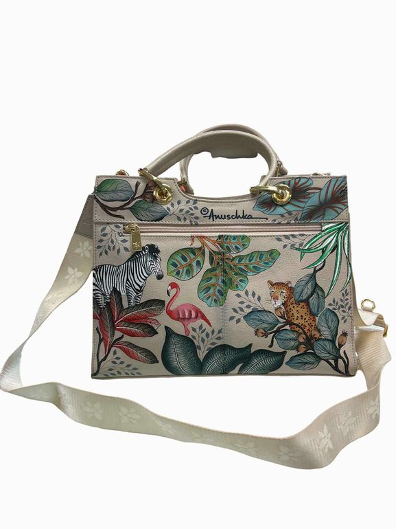 ANUSCHKA MEDIUM SATCHEL HANDPAINTED AFRICAN ADVENTURE
