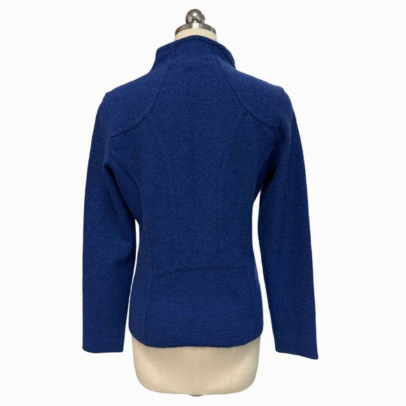 EILEEN FISHER LIGHTWEIGHT BOILED WOOL MOTO COBALT JACKET SIZE MP