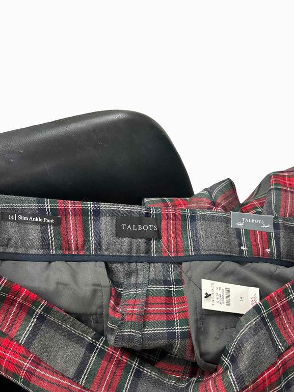 TALBOTS  NWT TARTAN SLIM ANKLE PANT SIZE: 14