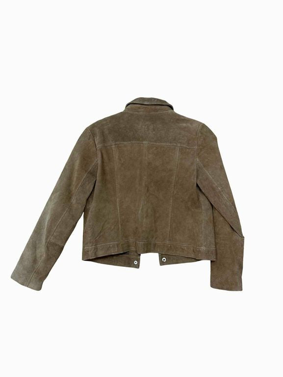 MANGO 100% SUEDE LEATHER CROP JACKET SIZE: S