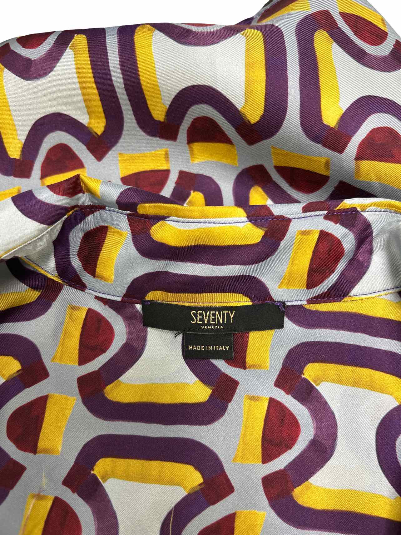 SEVENTY VENEZIA GEOMETRIC PRINT SILK BLOUSE SIZE: M