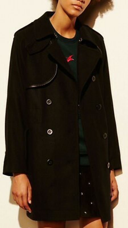 COACH CONVERTIBLE WOOL TRENCH COAT 3 IN 1 BLACK SIZE 0