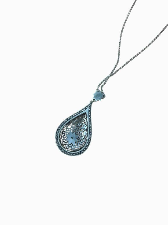 BRIGHTON SAHURI DROP TEARDROP NECKLACE SILVER