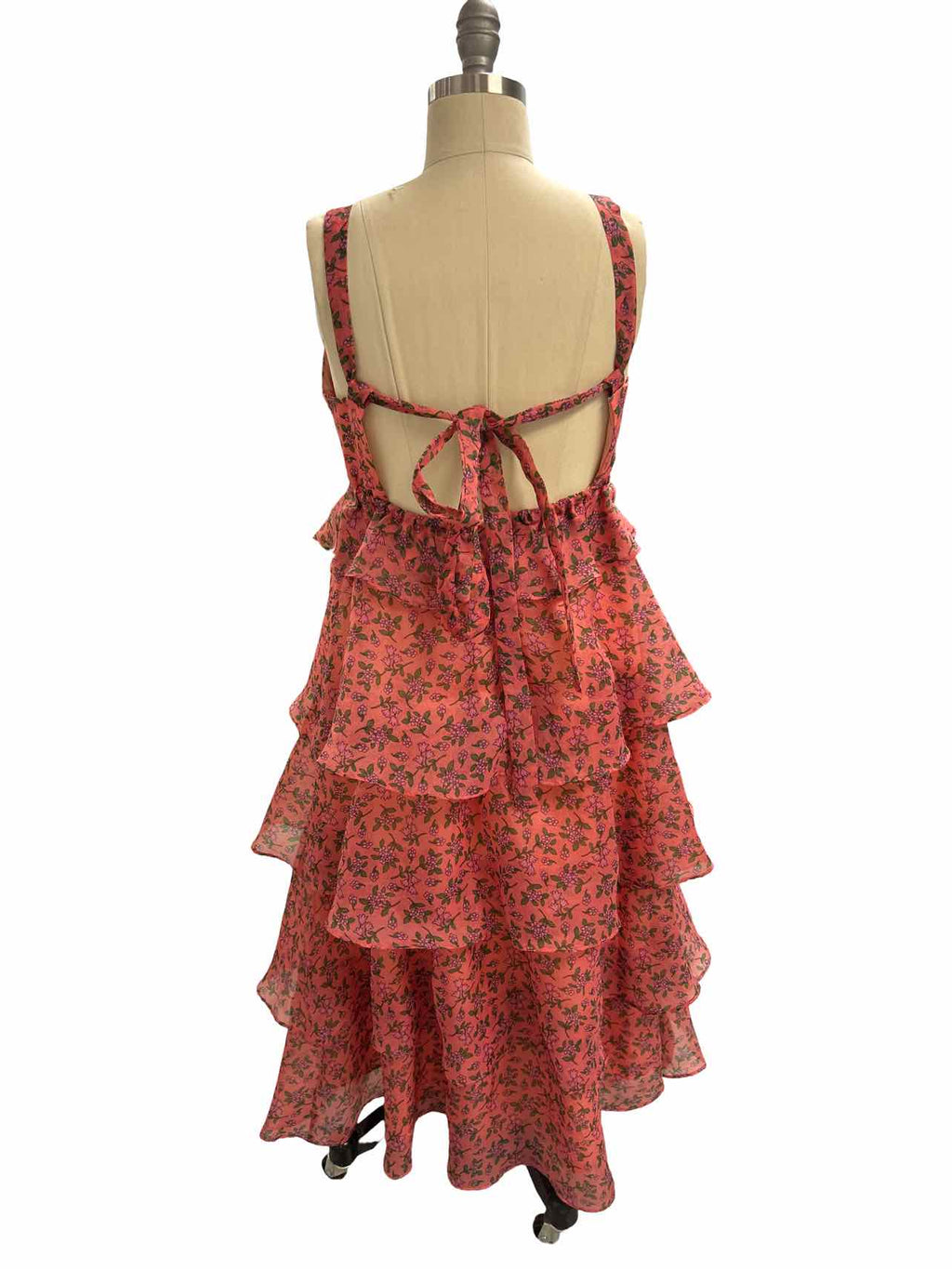 LOST + WANDER FLORAL TIERED VENUS RISING PRINT DRESS SIZE:M