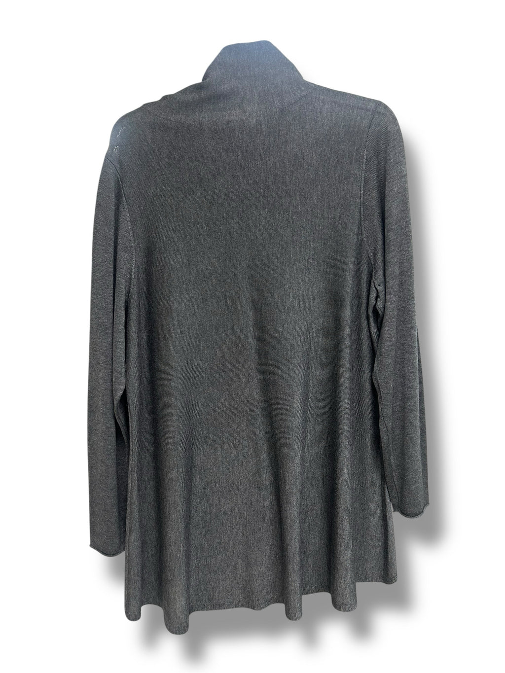 EILEEN FISHER GRAY DRAPED MOCK NECK LONG SLEEVE MERINO WOOL BLEND BLOUSE SIZE XL