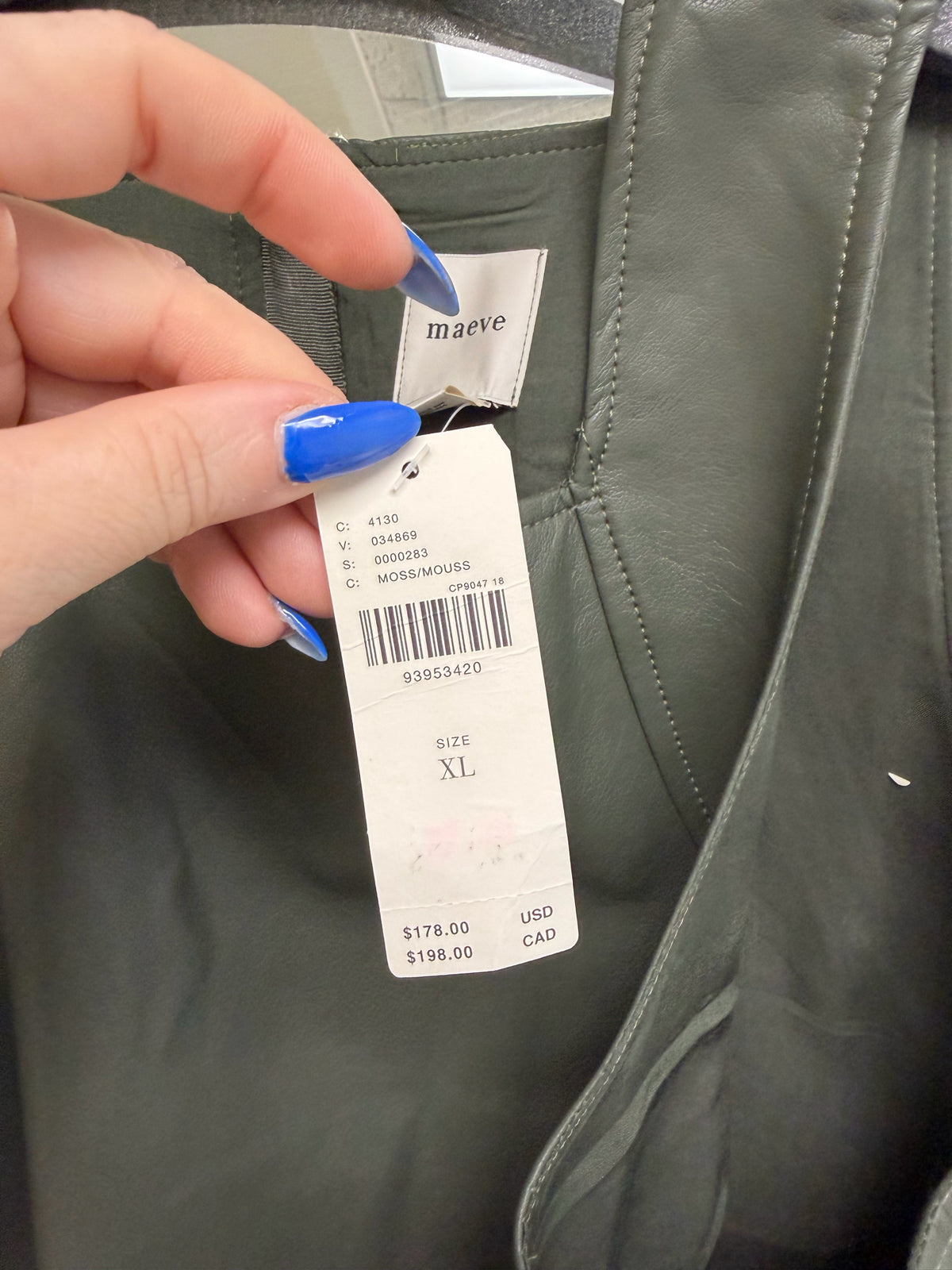 NWT ANTHROPOLOGIE MAEVE MOSS GREEN VEGAN LEATHER MINI DRESS SIZE XL