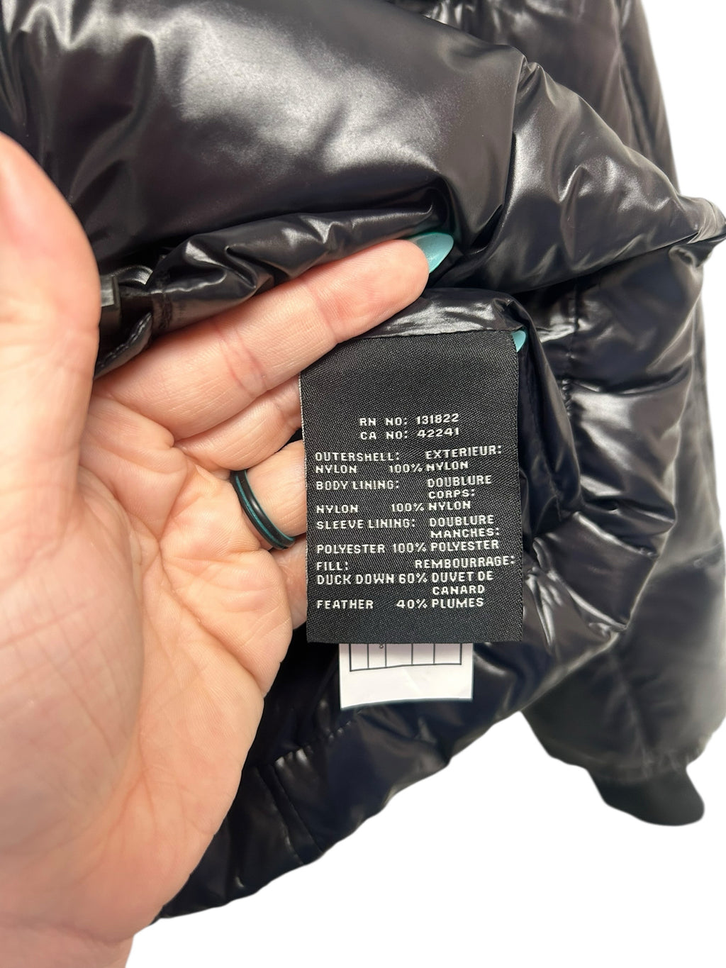 S13 KYLIE GLOSSY BLACK DOWN PUFFER HOODED COAT SIZE MEDIUM