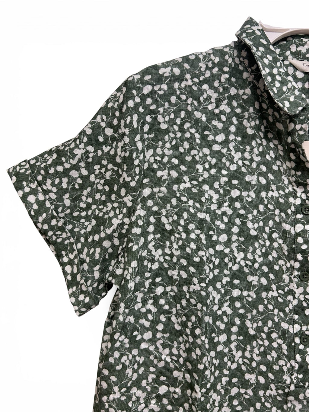 NWT GARNET HILL RELAXED POPOVER LINEN SAGE GREEN SHIRT DRESS SIZE LARGE