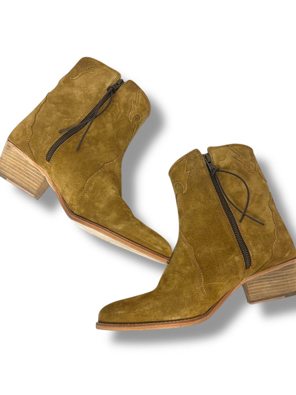 FREE PEOPLE  FRONTIER WESTERN BOOTIE TAN SUEDE SIZE 41