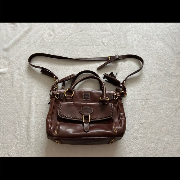 DOONEY & BOURKE FLORENTINE VACHETTA LEATHER FRONT POCKET SATCHEL