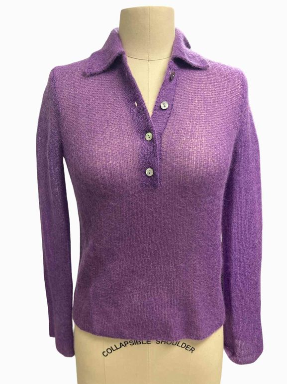 VINCE  BRUSHED POLO SWEATER SIZE: S