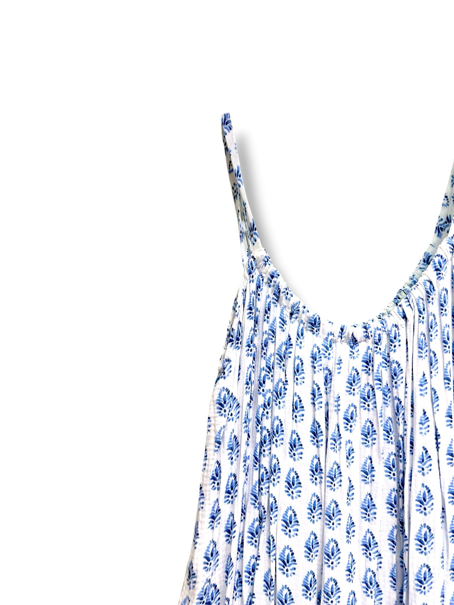 LAKE GAUZE CAPRI BLUE WHITE BATIK COTTON MAXI COVERUP SIZE XXL