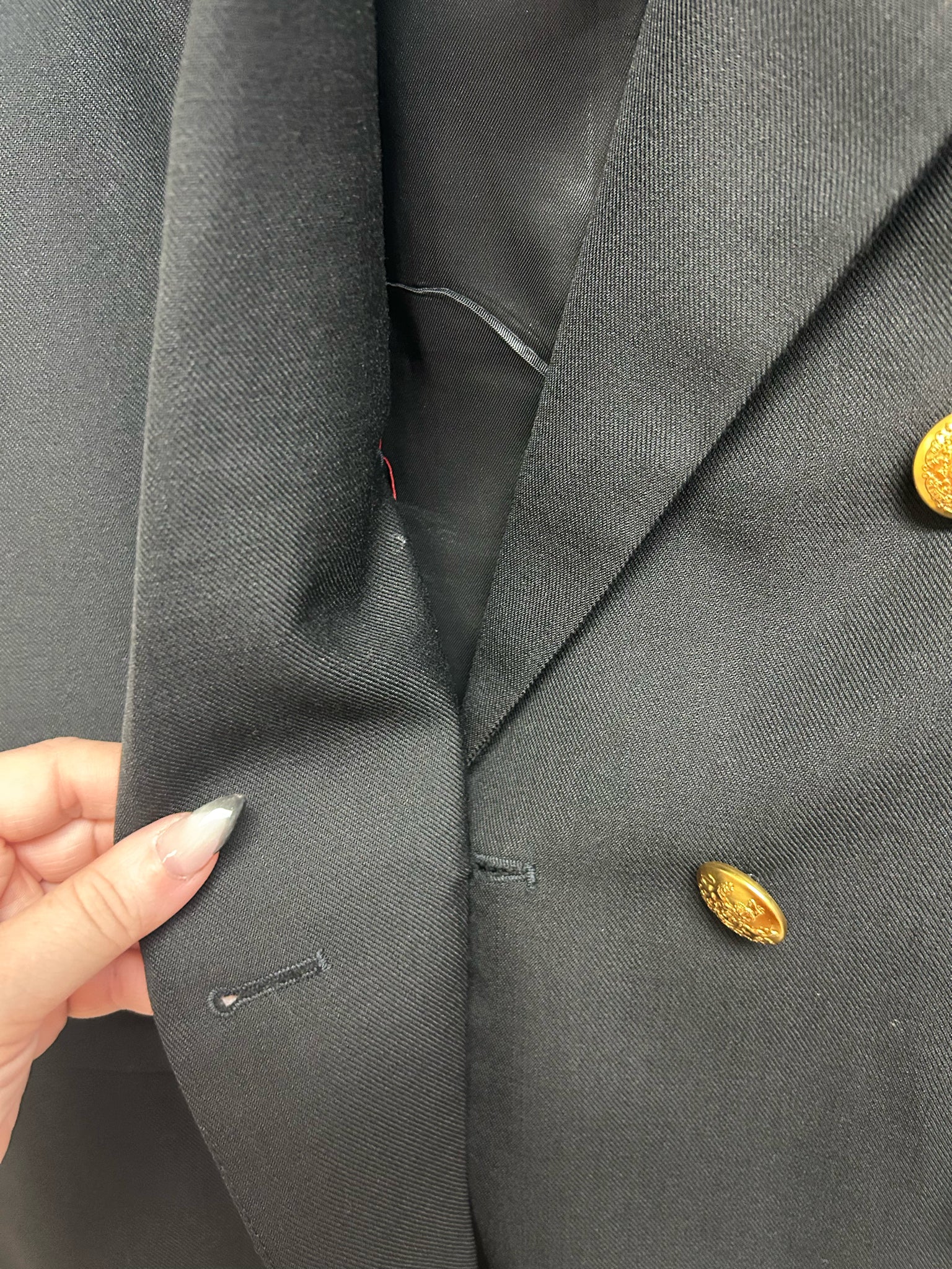 BANANA REPUBLIC DOUBLE BREASTED WOOL BLEND BLAZER BLACK SIZE 12
