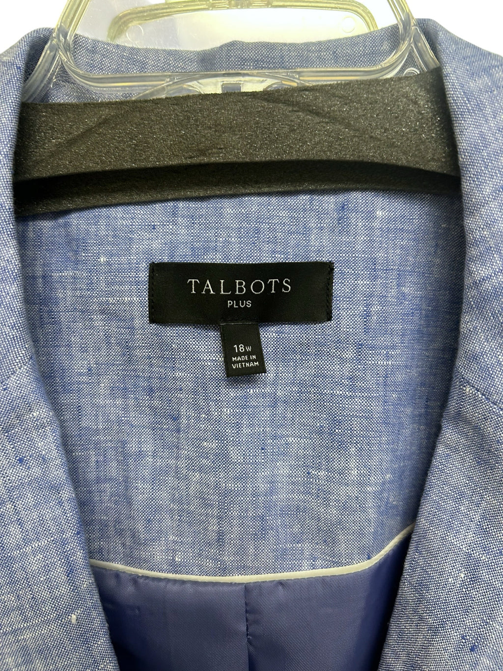 TALBOTS ONE BUTTON LINEN LIGHT BLUE BLAZER SIZE 18