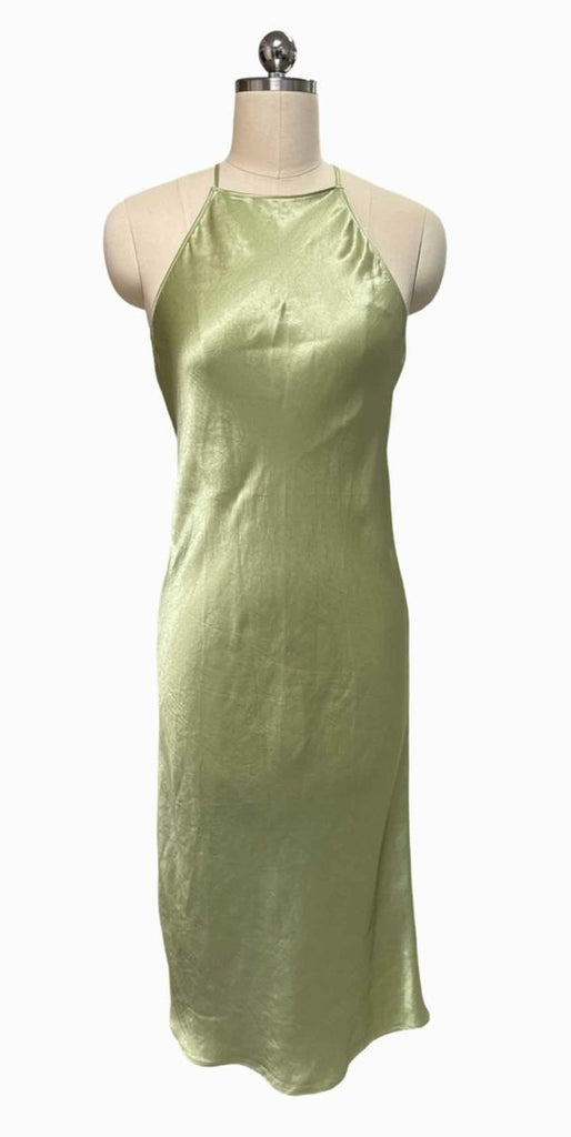 ARITZIA LATO HALTER SATIN SLIP SAGE DRESS SIZE S