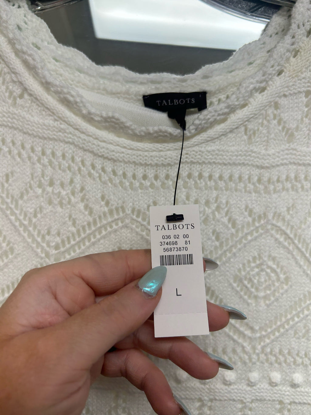 NWT TALBOTS CREAM CROCHET ELBOW HALF SLEEVE MIDI DRESS SIZE LARGE
