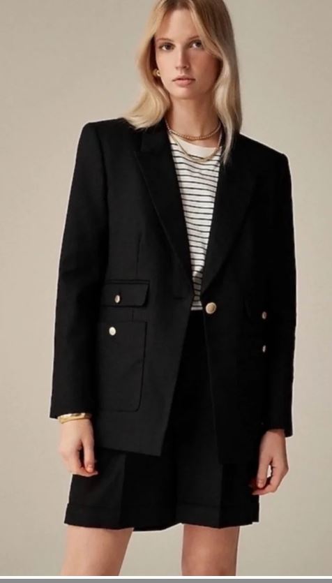 NWT J.CREW VIVIENNE STRETCH LINEN BLEND GOLD BUTTON BLAZER SIZE 12