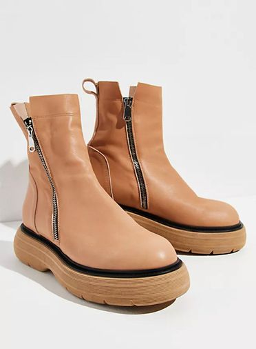 FREE PEOPLE MARA DOUBLE ZIP MOTO PLATFORM BOOTS SIZE: 41