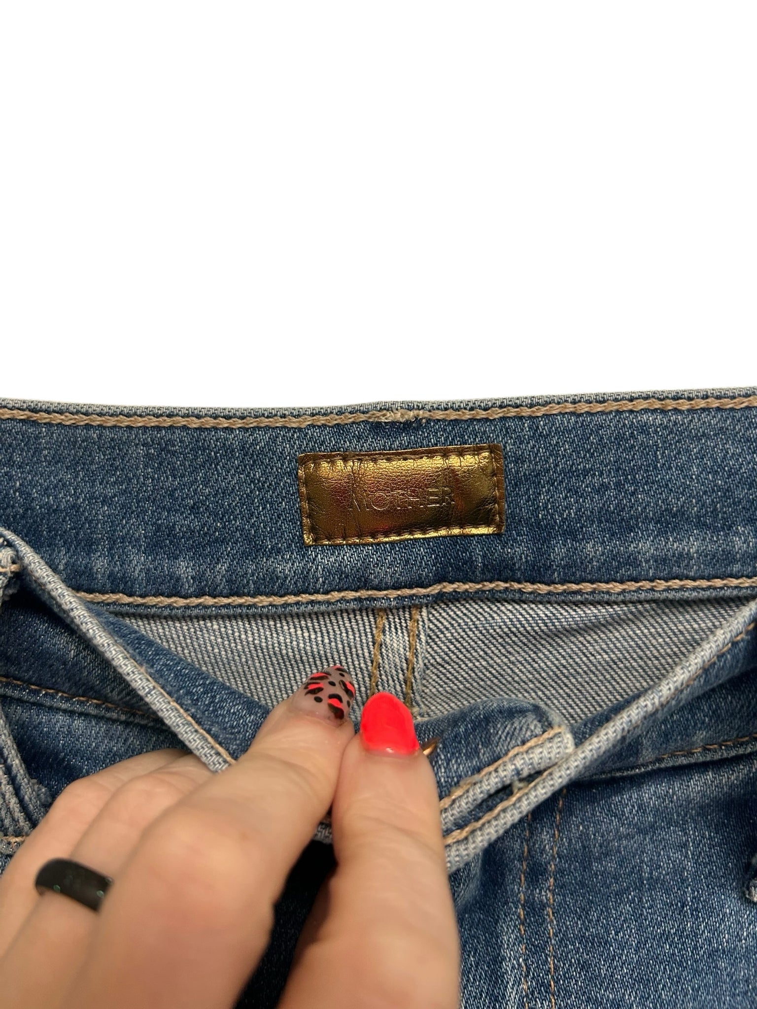 MOTHER HIGH WAISTED RIDER ANKLE FRAY DISTRESSED JEANS SIZE 29