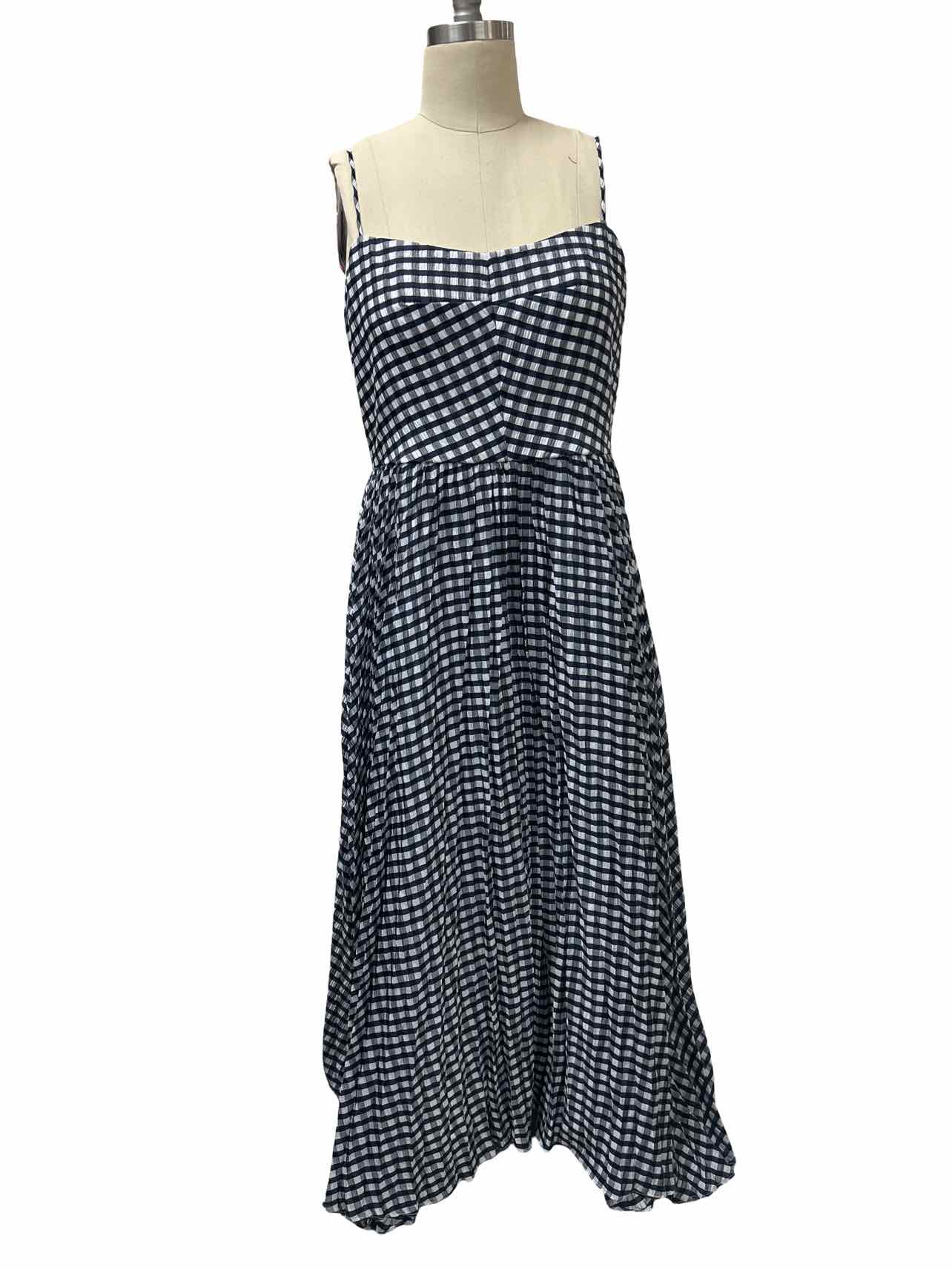 JCREW PLEATED CRINKLE GINGHAM DRESS SIZE: 6