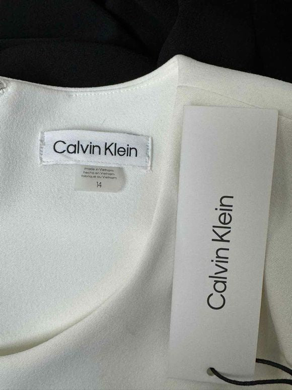 CALVIN KLEIN NWT! TWO TONE TIE WAIST BLACK/WHITE JUMPSUIT SIZE 14