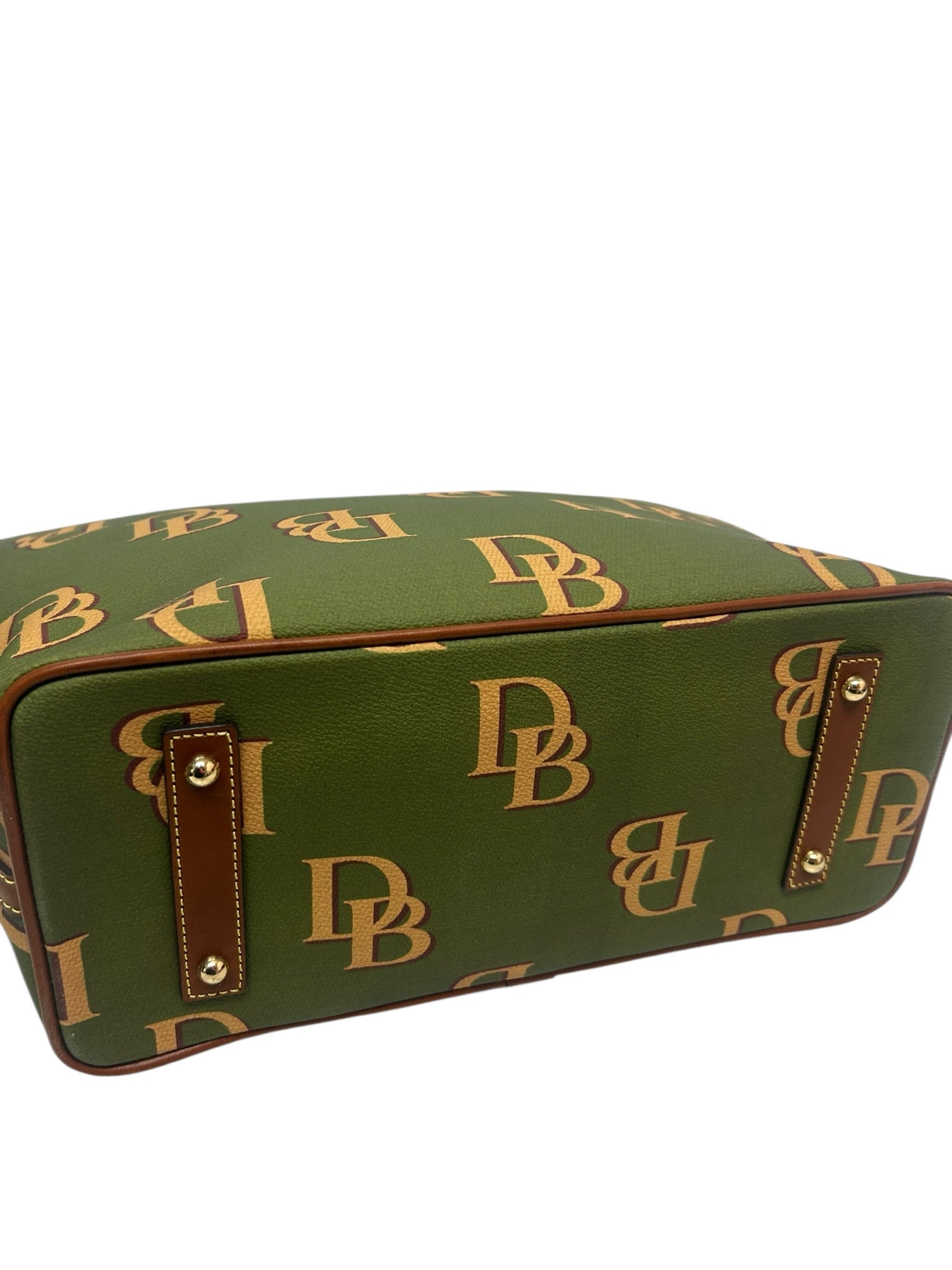 DOONEY & BOURKE GREEN LARGE MONOGRAM COATED WREN TOTE