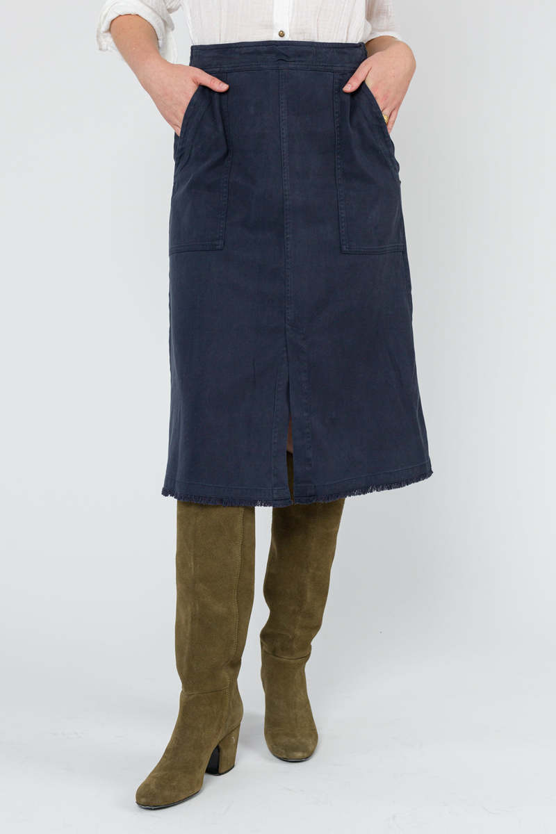 RAQUEL ALLEGRA THE WORK SKIRT IN MIDNIGHT BLUE SIZE: 0