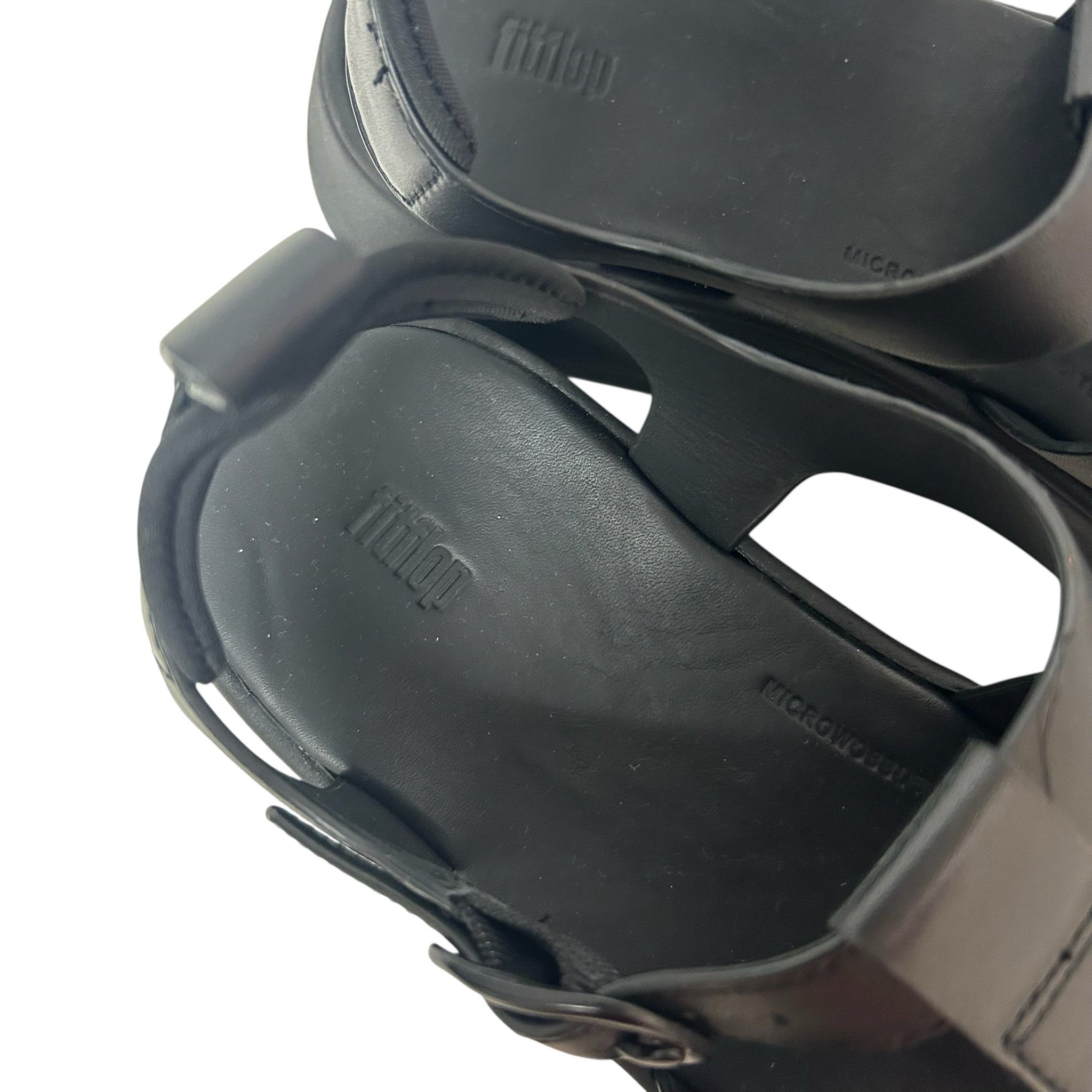 FITFLOP LEATHER FISHERMAN SANDAL F-MODE BLACK SIZE 9