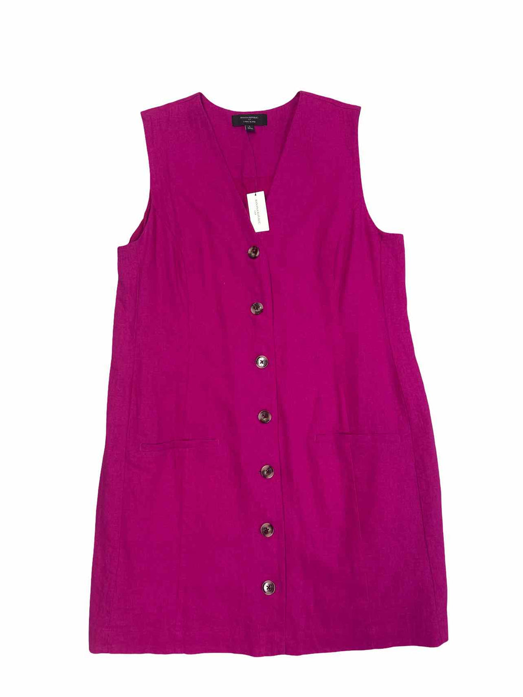 BANANA REP NWT! LINEN-BLEND BUTTON FRONT MINI DRESS SIZE: L