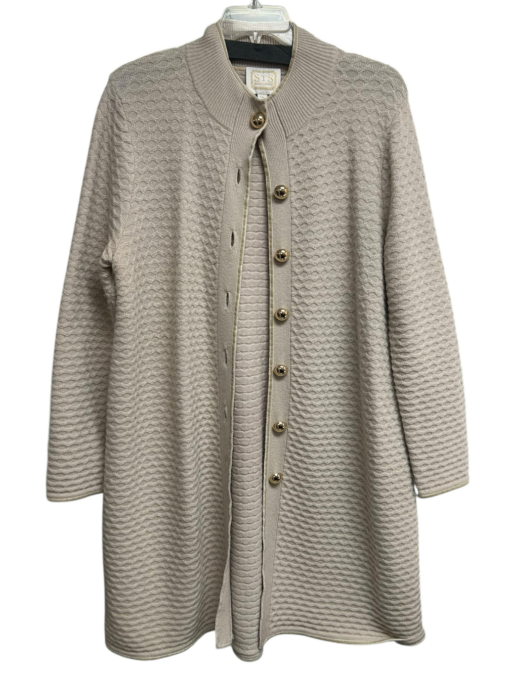 STS SAIL TO SABLE WOOL HONEYCOMB BEIGE LONG CARDIGAN SIZE XXL