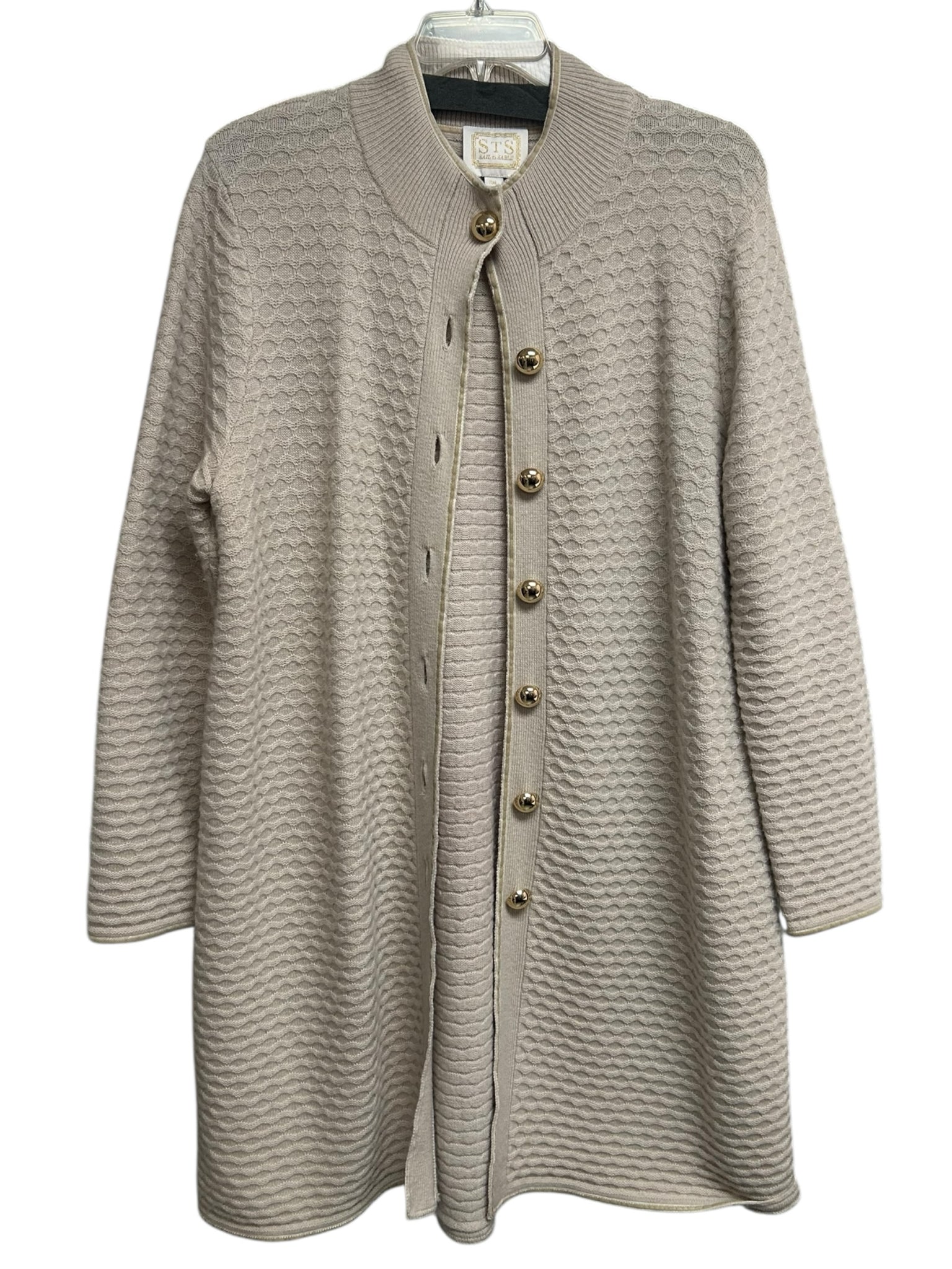 STS SAIL TO SABLE WOOL HONEYCOMB BEIGE LONG CARDIGAN SIZE XXL