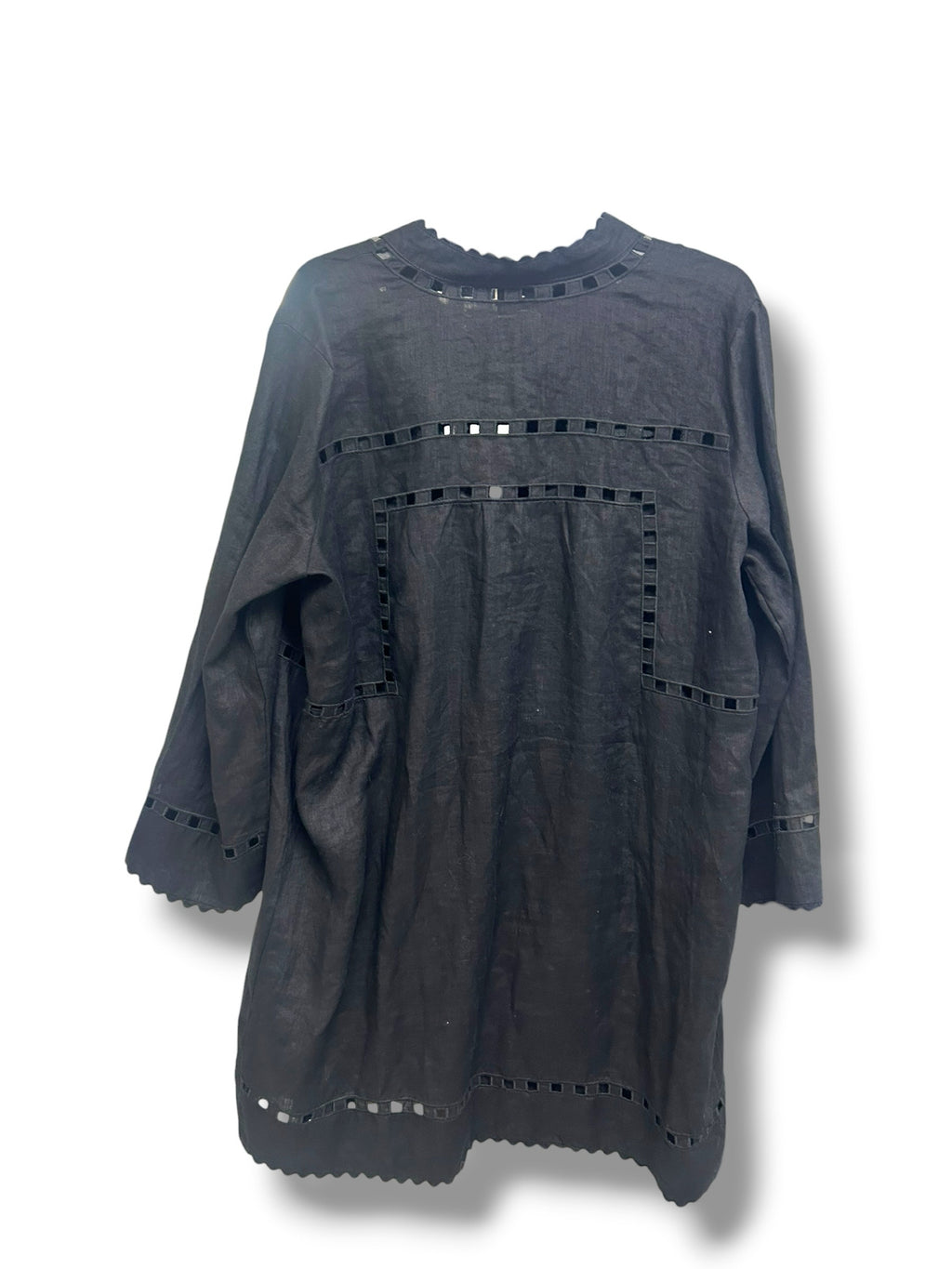 TUCKERNUCK BLACK LINEN DAWSON EYELET TUNIC DRESS SIZE XXL