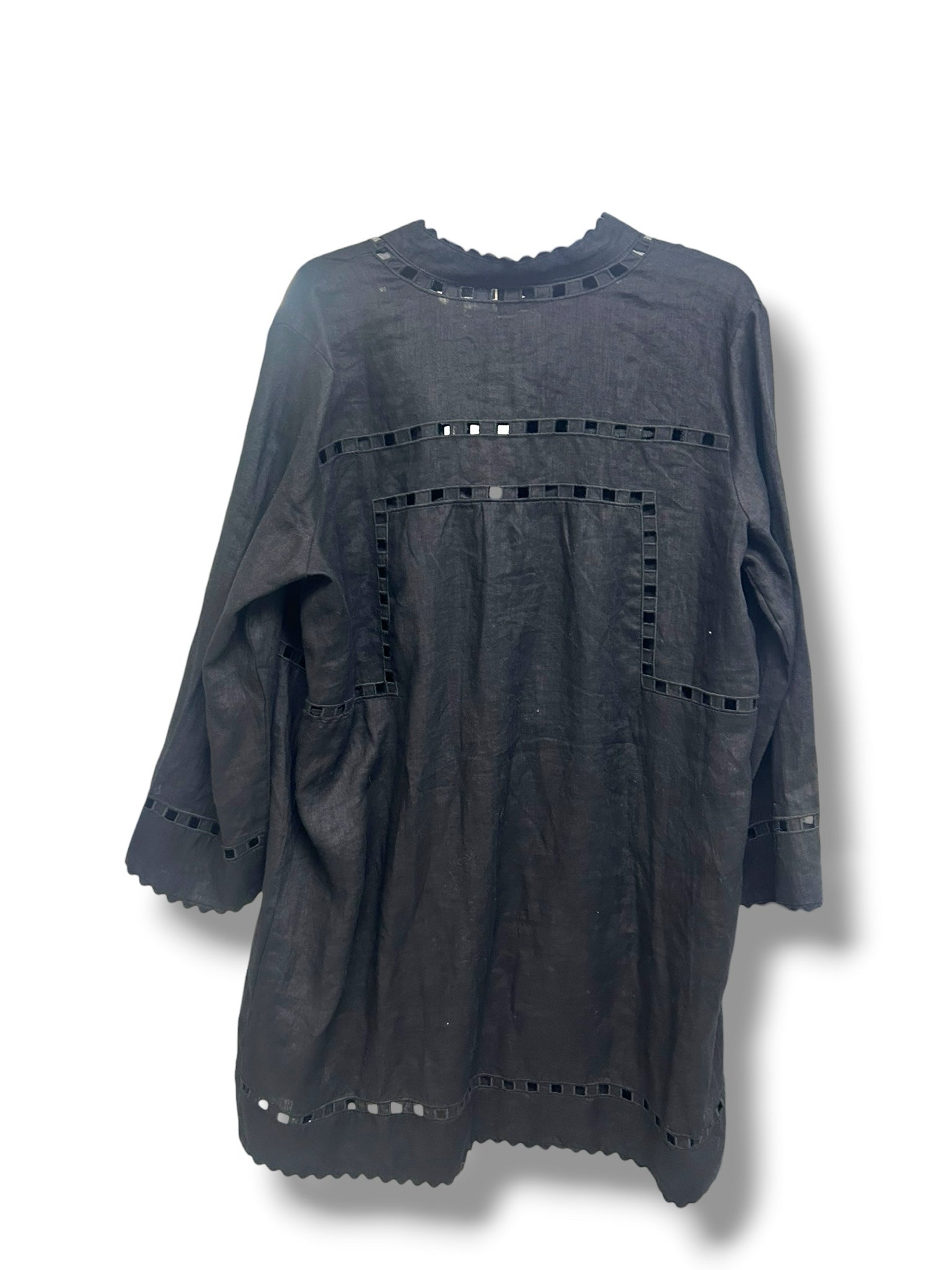 TUCKERNUCK BLACK LINEN DAWSON EYELET TUNIC DRESS SIZE XXL