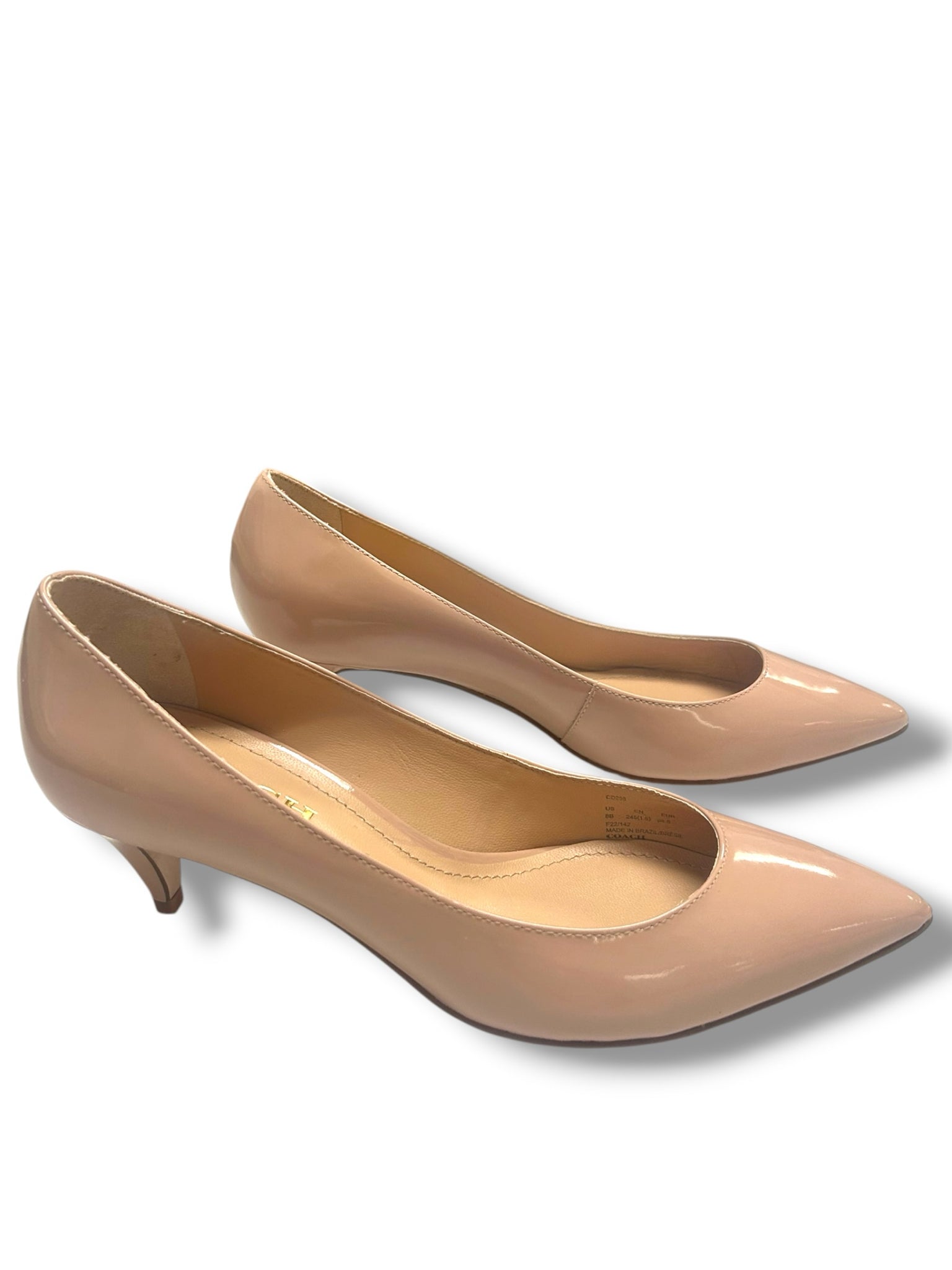 NIB COACH SLOANE PATENT LEATHER KITTEN HEEL PALE BLUSH SIZE 8
