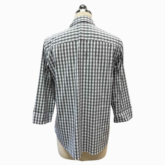 LAFAYETTE GINGHAM BUTTON UP GRAY/WHITE SHIRT SIZE S