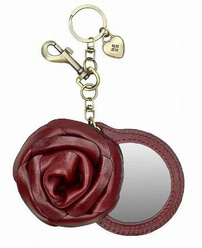 PATRICIA NASH  NWT LEATHER ROSE MIRROR BAG CHARM OXBLOOD