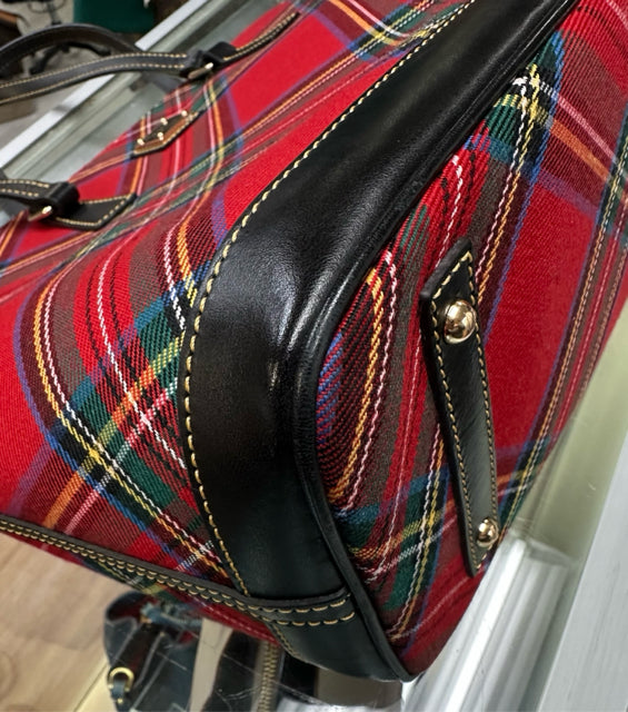 DOONEY & BOURKE  RED TARTAN PLAID ZIP TOP TOTE