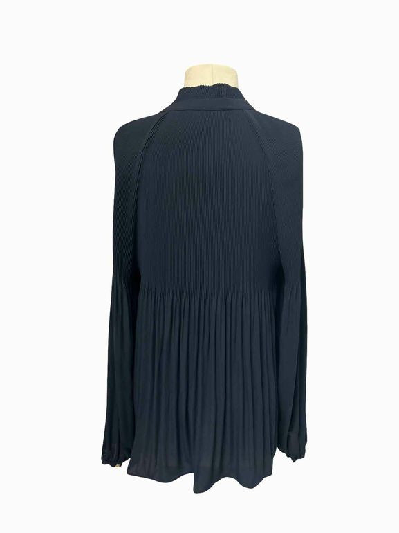 RALPH LAUREN PLEATED GEORGETTE TIE NECK BLOUSE SIZE: XL