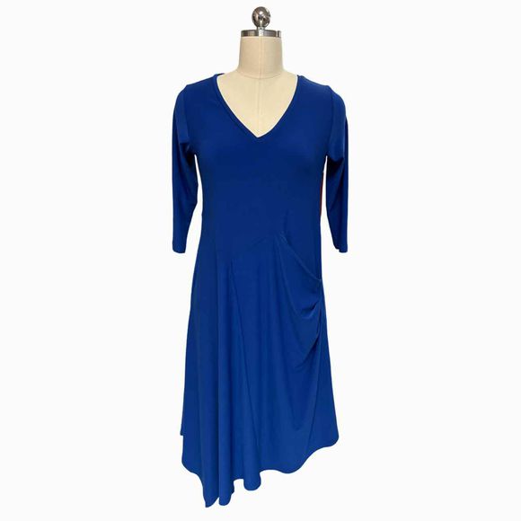 SYMPLI SLANTED POCKET ROYAL BLUE DRESS 3/4 SLEEVE SIZE 4