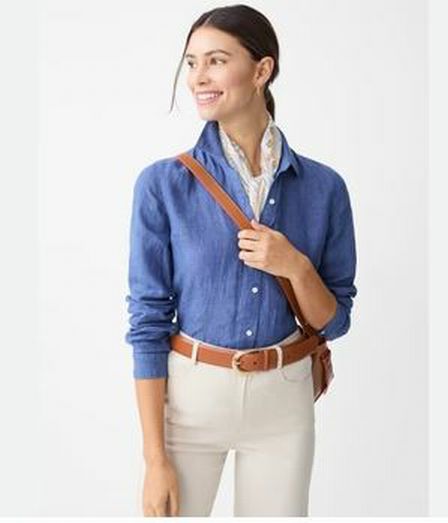 JMCLAUGHLIN BRITT 100% LINEN BUTTON DOWN SHIRT BLUE  SIZE XXL