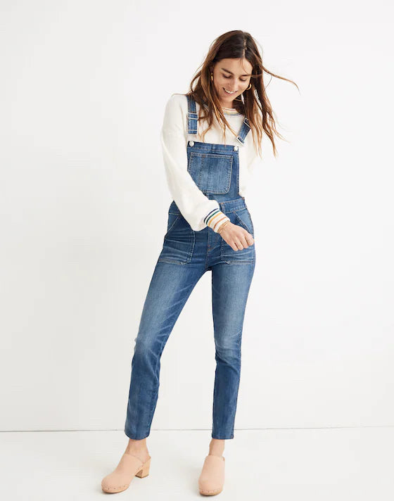 MADEWELL THE SKINNY OVERALLS IN JANSING WASH SIZE MEDIUM