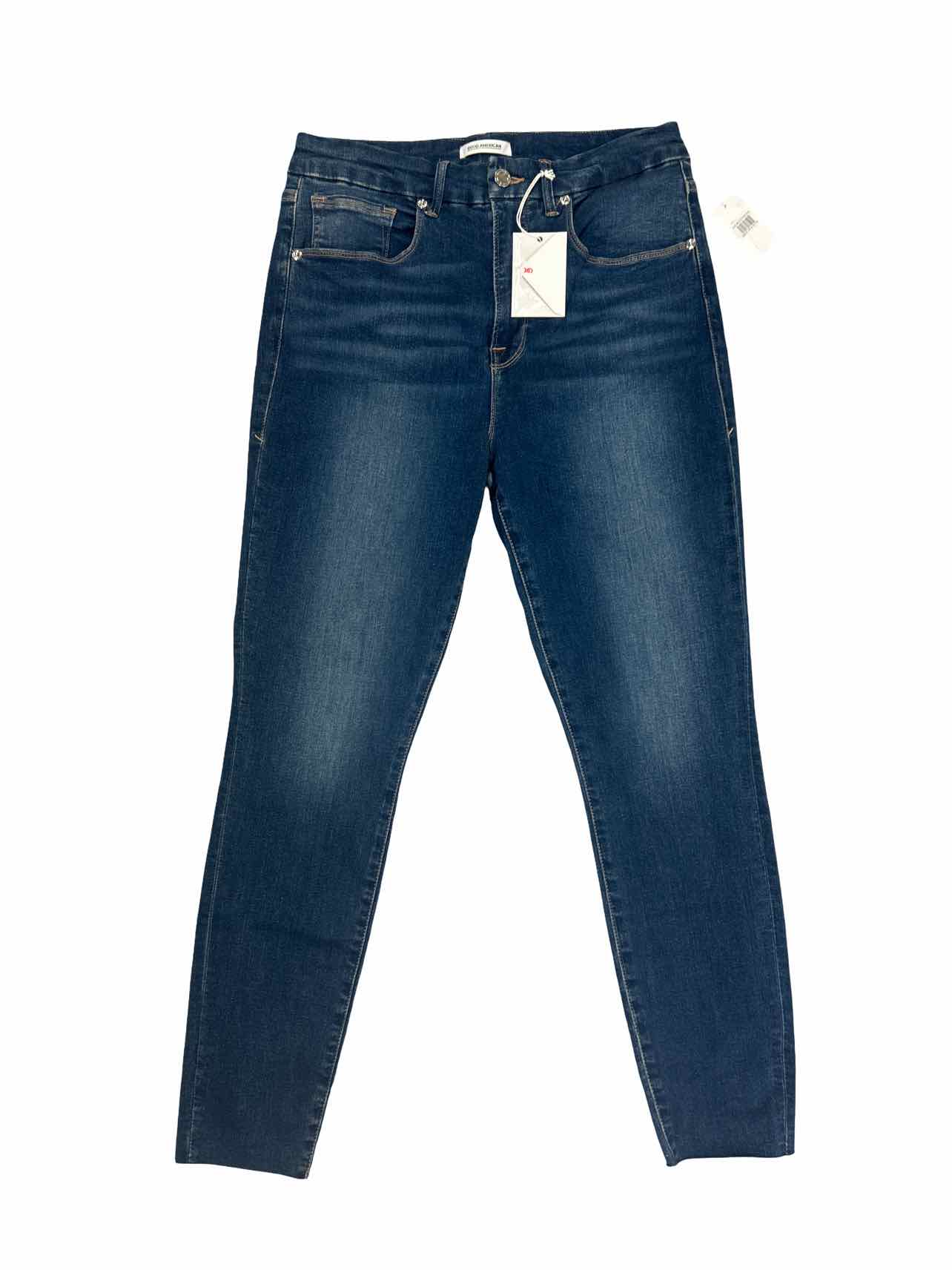 GOOD AMERICAN NWT WAIST CROP RAW EDGE SKINNY SIZE: 14