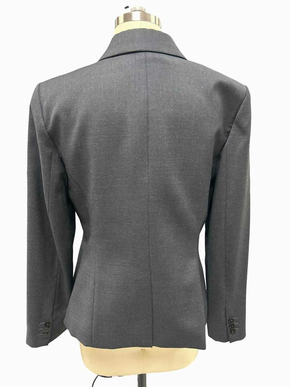 THEORY  NICHELLE WOOL BLEND MELANGE BASKETWEAVE BLAZER SIZE: 6