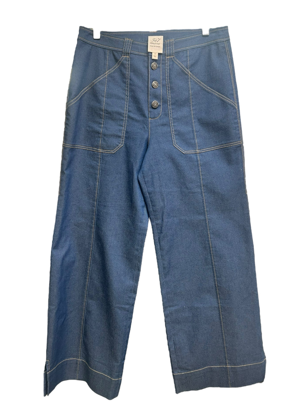 CINQ A SEPT BENJI WIDE LEG LIGHT WASH DENIM JEANS SIZE 8