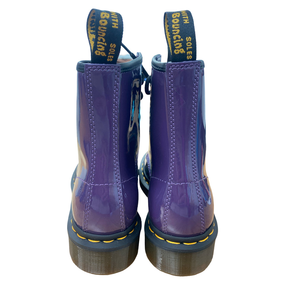 NEW DR MARTENS 1460 PATENT LAMPER LACE UP BOOT BLACKCURRANT SIZE 6 / 37